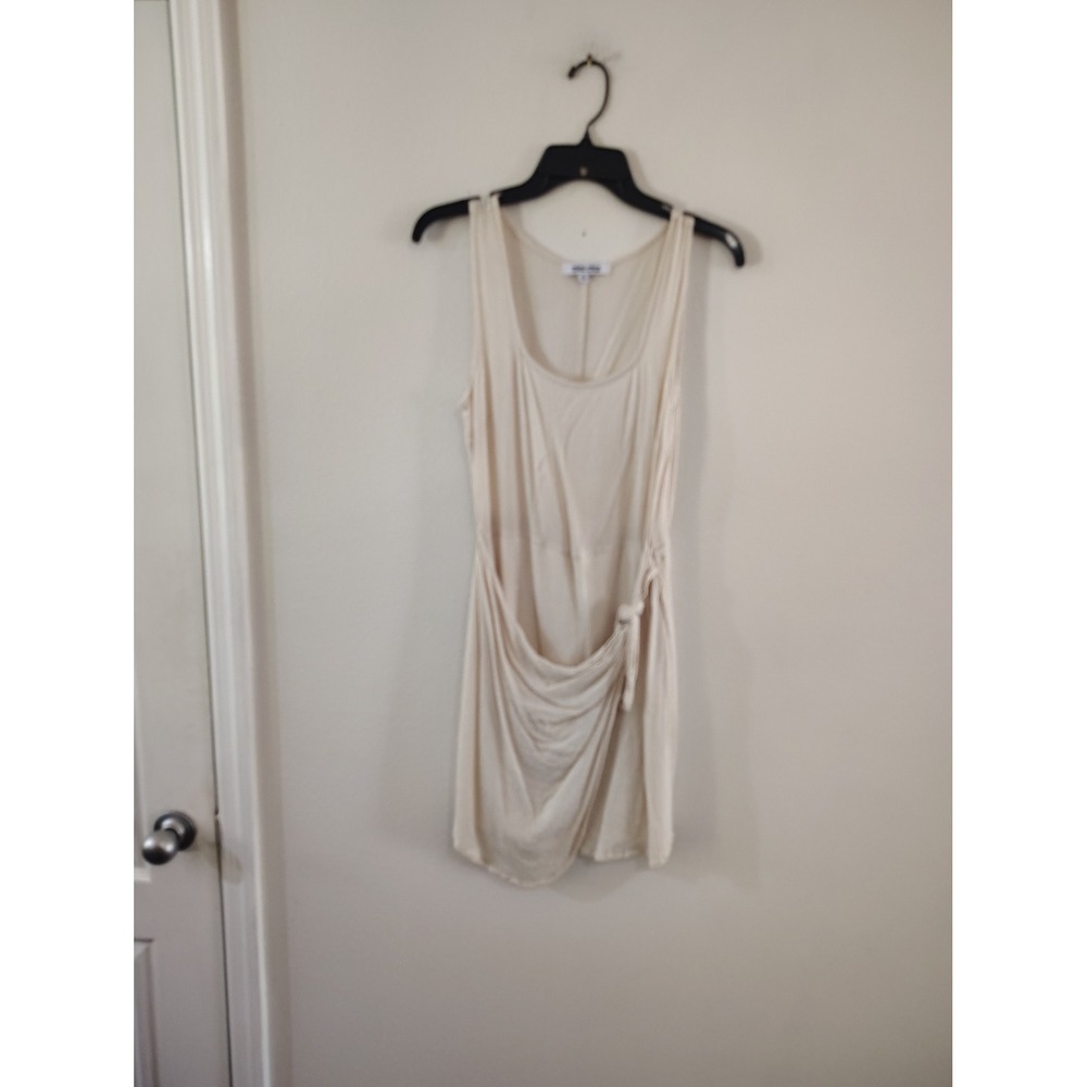 Mimi Chica Cream Metallic Pinstripe Draped Faux Wrap Mini Dress Womens Medium